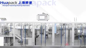 Envasadora horizontal de bolsas planas, llenado con 2 boquillas