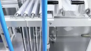 Envasadora horizontal para bolsas zipper, llenado con 2 boquillas