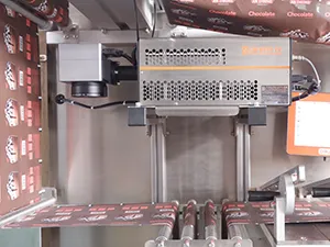 Envasadora horizontal de bolsa stand up con spout, llenado con 2 boquillas