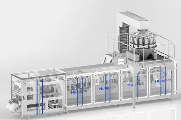 Envasadora horizontal para bolsas stand up con zipper, llenado con 1 boquilla