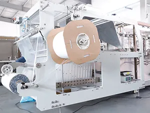 Envasadora horizontal de bolsas stand up con zipper, llenado con 2 boquillas