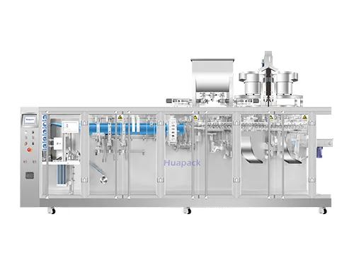 Envasadora horizontal para bolsas zipper, llenado con 2 boquillas